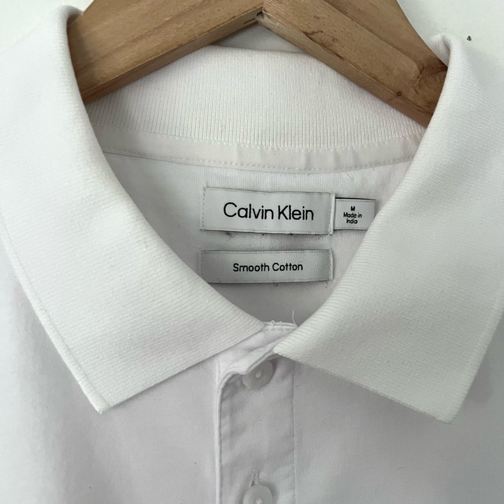 Calvin Klein Classic Smooth Cotton White Polo Shirt - Picture 6 of 7